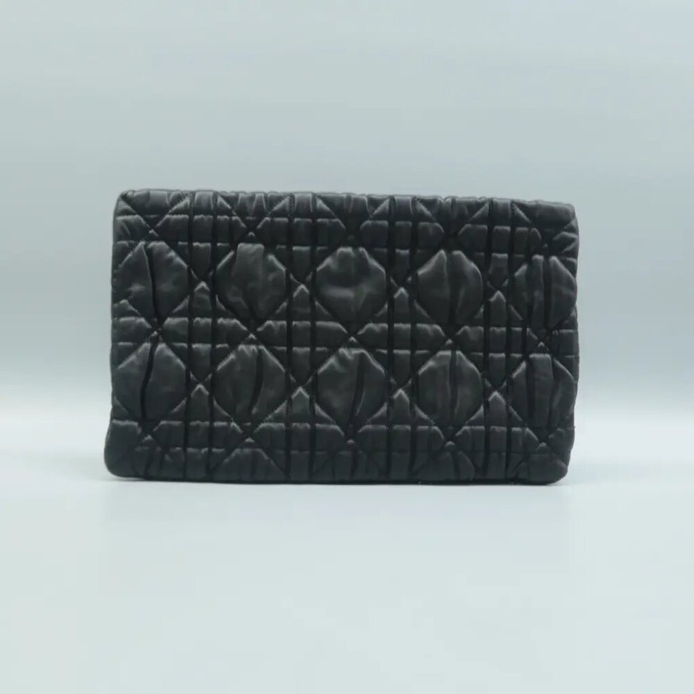 100% Authentic Dior Black Gaufre Cannage Leather Clutch Bag - Picture 2 of 12